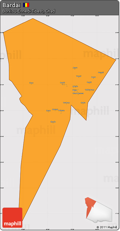 Political Simple Map of Bardai, cropped outside