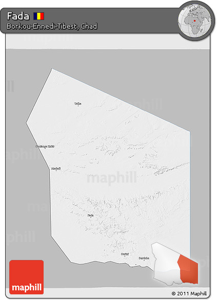 Gray 3D Map of Fada, single color outside