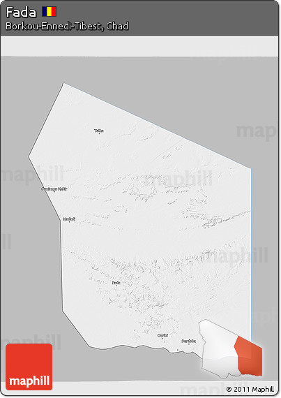 Gray 3D Map of Fada, single color outside