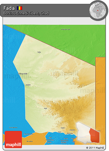 Physical 3D Map of Fada, political outside