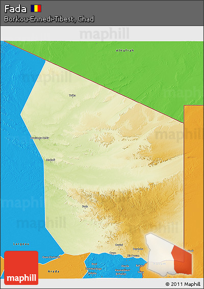 Physical 3D Map of Fada, political outside