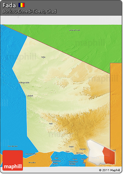 Physical 3D Map of Fada, political outside