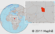 Gray Location Map of Fada, within the entire country