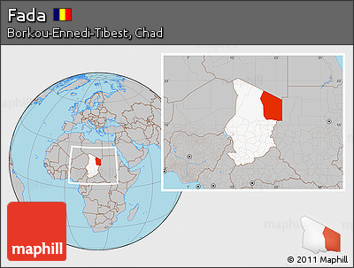 Gray Location Map of Fada, highlighted country, within the entire country