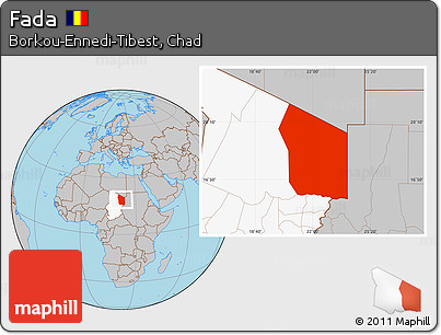 Gray Location Map of Fada, highlighted country