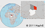 Gray Location Map of Fada, highlighted country, highlighted parent region, within the entire country