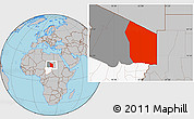 Gray Location Map of Fada, highlighted country, highlighted parent region