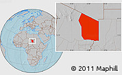 Gray Location Map of Fada, hill shading