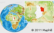 Physical Location Map of Fada, highlighted country, within the entire country