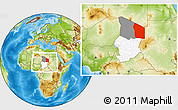 Physical Location Map of Fada, highlighted country, highlighted parent region, within the entire country