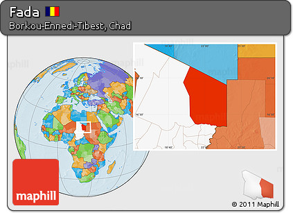 Political Location Map of Fada, highlighted country
