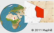 Satellite Location Map of Fada, highlighted country