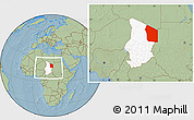 Savanna Style Location Map of Fada, highlighted country, within the entire country, hill shading