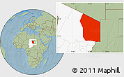 Savanna Style Location Map of Fada, highlighted country, hill shading