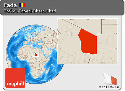 Shaded Relief Location Map of Fada