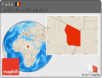 Shaded Relief Location Map of Fada