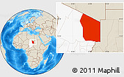 Shaded Relief Location Map of Fada, highlighted country