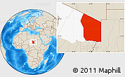 Shaded Relief Location Map of Fada, highlighted parent region
