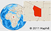 Shaded Relief Location Map of Fada