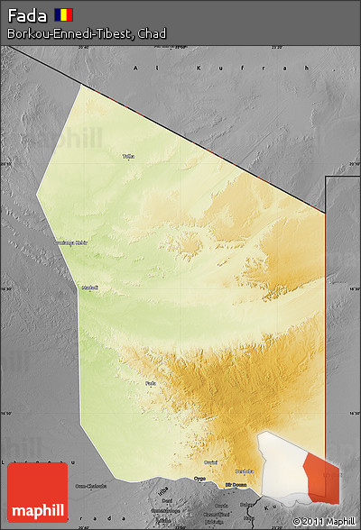 Physical Map of Fada, darken, desaturated