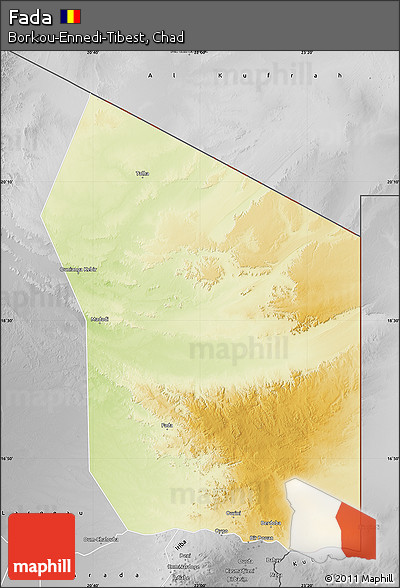 Physical Map of Fada, desaturated