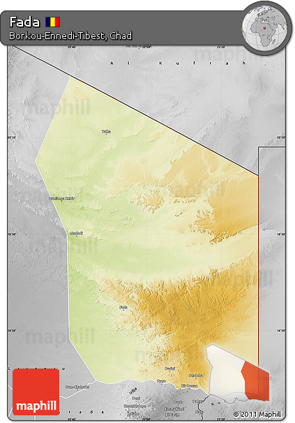 Physical Map of Fada, desaturated