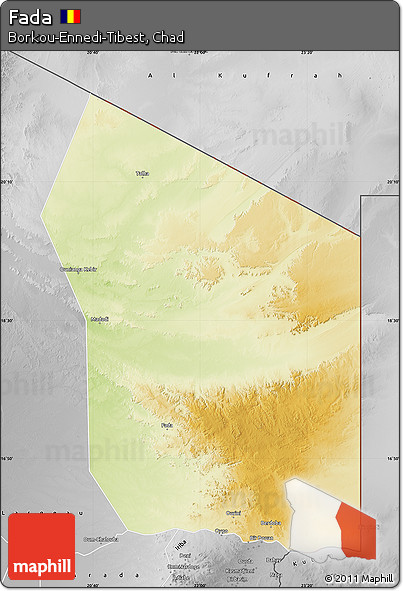 Physical Map of Fada, desaturated