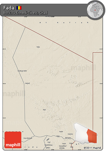 Shaded Relief Map of Fada