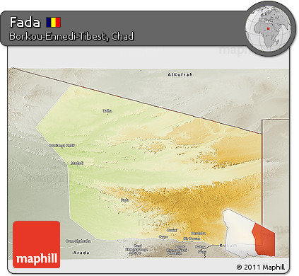 Physical Panoramic Map of Fada, semi-desaturated