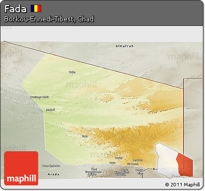 Physical Panoramic Map of Fada, semi-desaturated