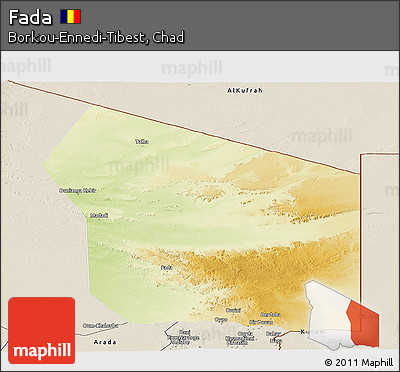 Physical Panoramic Map of Fada, shaded relief outside