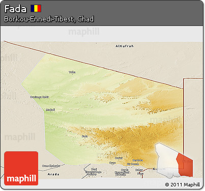 Physical Panoramic Map of Fada, shaded relief outside