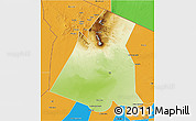 Physical 3D Map of Largeau, political outside