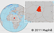 Gray Location Map of Largeau, within the entire country