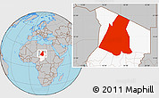 Gray Location Map of Largeau, highlighted country