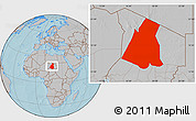 Gray Location Map of Largeau, hill shading