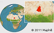 Satellite Location Map of Largeau, within the entire country