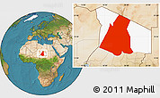 Satellite Location Map of Largeau, highlighted parent region