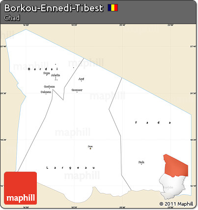 Classic Style Simple Map of Borkou-Ennedi-Tibest, single color outside