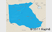Political 3D Map of Bokoro, shaded relief outside
