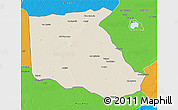 Shaded Relief 3D Map of Bokoro, political outside