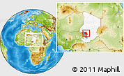 Physical Location Map of Bokoro, highlighted country, highlighted parent region, within the entire country