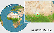 Satellite Location Map of Bokoro, within the entire country