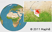 Satellite Location Map of Bokoro, highlighted parent region