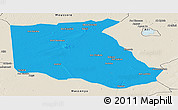 Political Panoramic Map of Bokoro, shaded relief outside