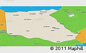 Shaded Relief Panoramic Map of Bokoro, political outside