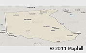 Shaded Relief Panoramic Map of Bokoro, semi-desaturated