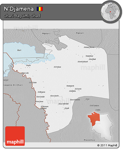 Gray 3D Map of N'Djamena