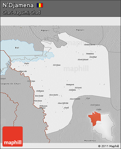 Gray 3D Map of N'Djamena
