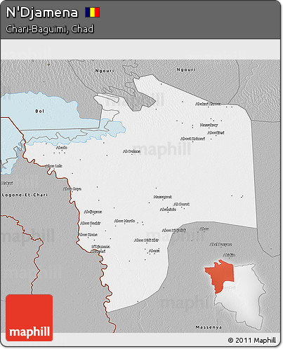 Gray 3D Map of N'Djamena